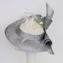 Silver Sinamay Freeform Brim with Rolled Spirals