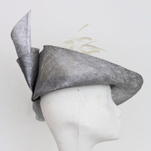 Silver Sinamay Freeform Brim with Rolled Spirals