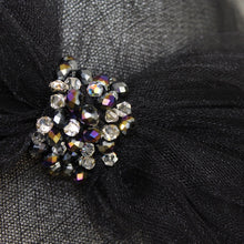 Large Black Sinamay Hat with Oversize Tulle Bow