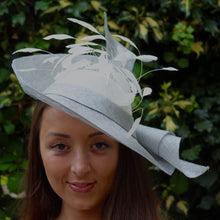 Silver Sinamay Freeform Brim with Rolled Spirals