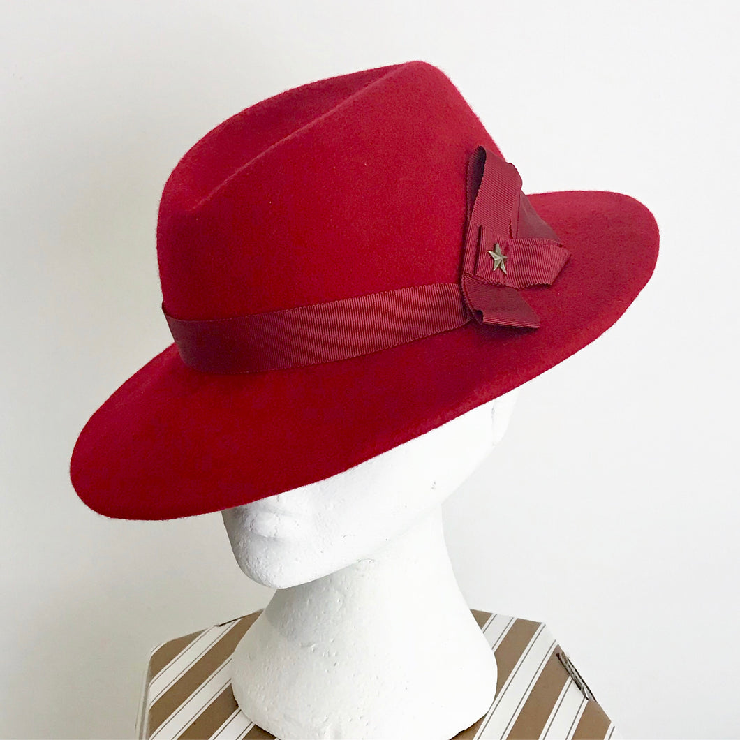 Red Wool Felt Fedora